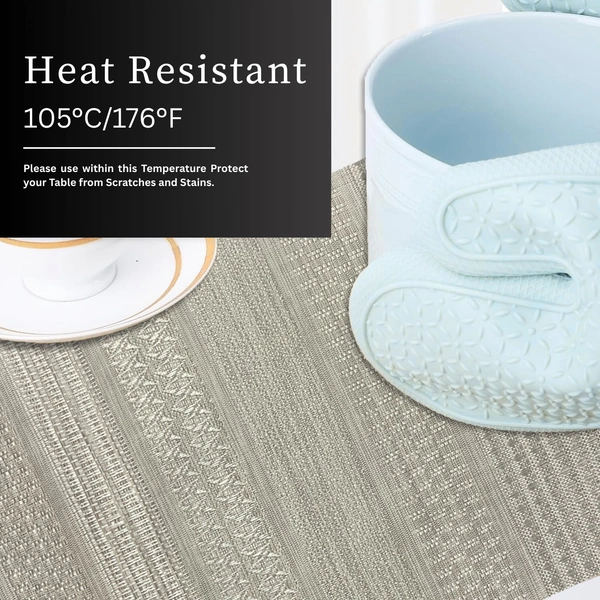 Luxe Home International LUXE HOME INTERNATIONAL Rectangular Pack of 4 Table Placemat (Silver, PVC) - 30x46 cm, Silver