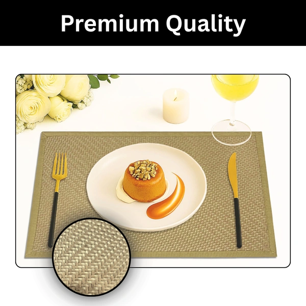 Luxe Home International LUXE HOME INTERNATIONAL Rectangular Pack of 4 Table Placemat (Yellow, Polyester) - 30x46 cm, Yellow
