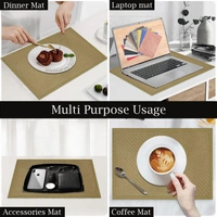 Luxe Home International LUXE HOME INTERNATIONAL Rectangular Pack of 4 Table Placemat (Yellow, Polyester) - 30x46 cm, Yellow