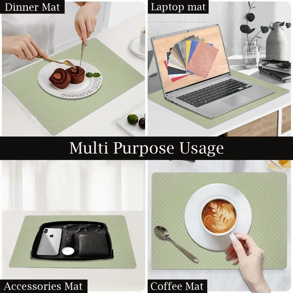 Luxe Home International LUXE HOME INTERNATIONAL Rectangular Pack of 4 Table Placemat (Green, PVC) - 30x46 cm, Green