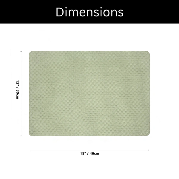 Luxe Home International LUXE HOME INTERNATIONAL Rectangular Pack of 4 Table Placemat (Green, PVC) - 30x46 cm, Green