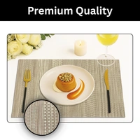 Luxe Home International LUXE HOME INTERNATIONAL Rectangular Pack of 4 Table Placemat (Gold, PVC) - 30x46 cm, Gold