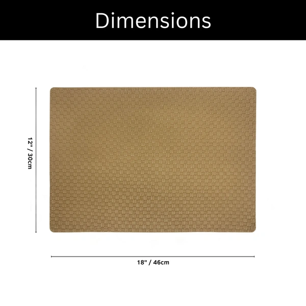 Luxe Home International LUXE HOME INTERNATIONAL Rectangular Pack of 4 Table Placemat (Brown, PVC) - 30x46 cm, Brown