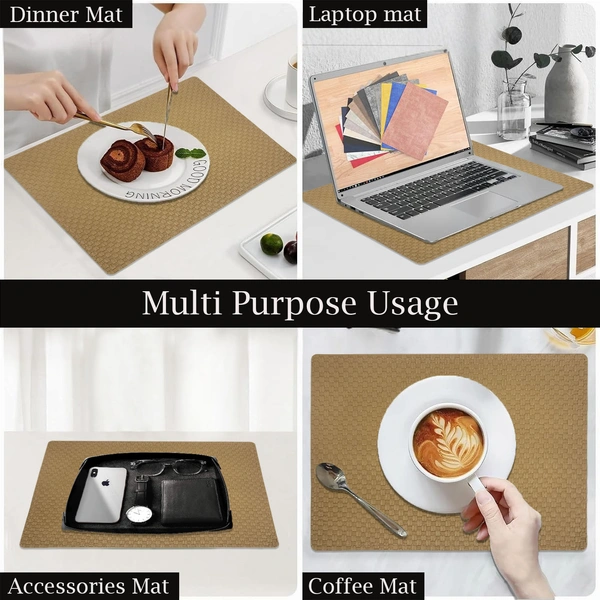 Luxe Home International LUXE HOME INTERNATIONAL Rectangular Pack of 4 Table Placemat (Brown, PVC) - 30x46 cm, Brown