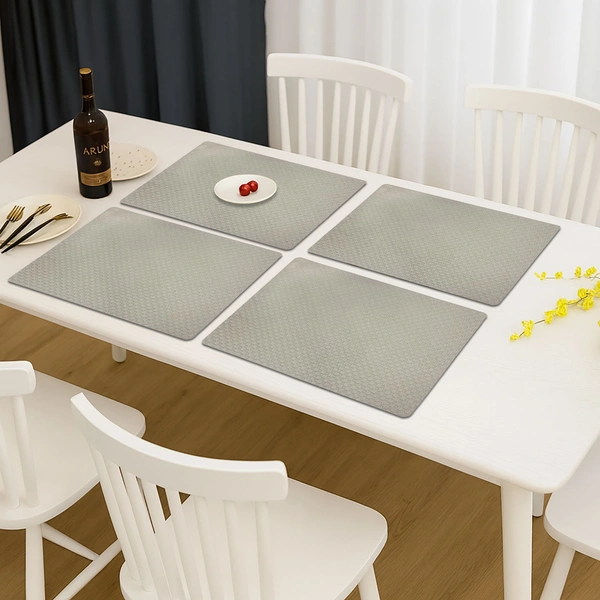 Luxe Home International LUXE HOME INTERNATIONAL Rectangular Pack of 4 Table Placemat (Grey, PVC) - 30x46 cm, Grey