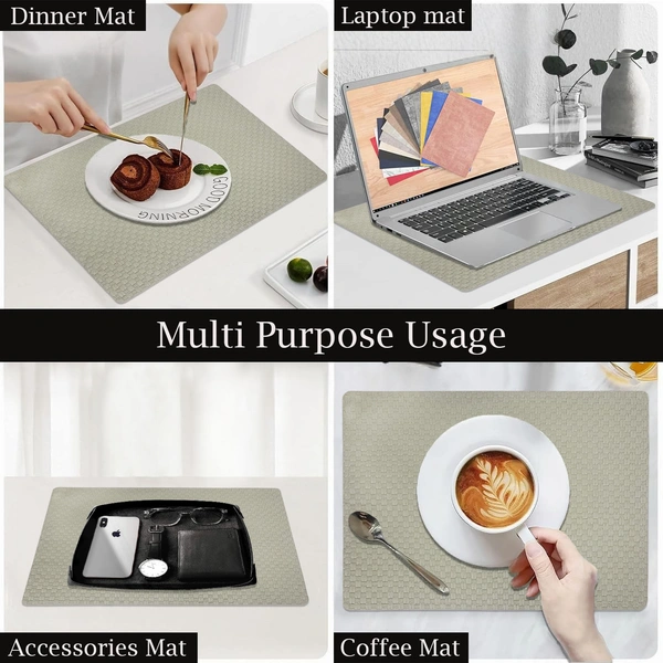 Luxe Home International LUXE HOME INTERNATIONAL Rectangular Pack of 4 Table Placemat (Grey, PVC) - 30x46 cm, Grey