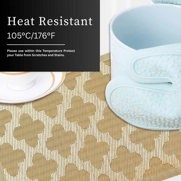 Luxe Home International LUXE HOME INTERNATIONAL Rectangular Pack of 4 Table Placemat (Gold, PVC) - 30x46 cm, Gold