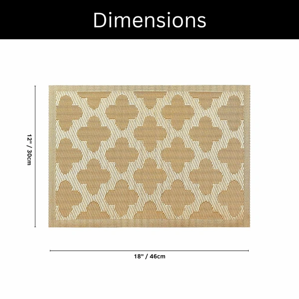 Luxe Home International LUXE HOME INTERNATIONAL Rectangular Pack of 4 Table Placemat (Gold, PVC) - 30x46 cm, Gold