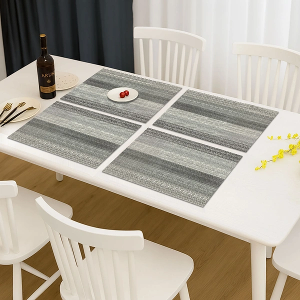 Luxe Home International LUXE HOME INTERNATIONAL Rectangular Pack of 4 Table Placemat (Silver, PVC) - 30x46 cm, Silver