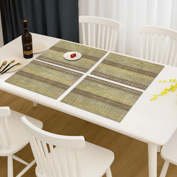 Luxe Home International LUXE HOME INTERNATIONAL Rectangular Pack of 4 Table Placemat (Brown, PVC) - 30x46 cm, Brown