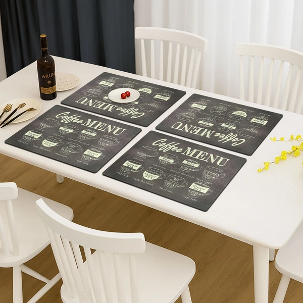 Luxe Home International LUXE HOME INTERNATIONAL Rectangular Pack of 4 Table Placemat (Brown, Rubber) - 30x40 cm, Brown