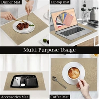 Luxe Home International LUXE HOME INTERNATIONAL Rectangular Pack of 4 Table Placemat (Gold, PVC) - 30x46 cm, Gold