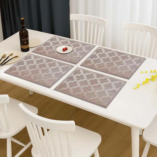 Luxe Home International LUXE HOME INTERNATIONAL Rectangular Pack of 4 Table Placemat (Brown, PVC) - 30x46 cm, Brown