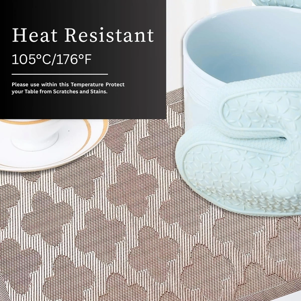 Luxe Home International LUXE HOME INTERNATIONAL Rectangular Pack of 4 Table Placemat (Brown, PVC) - 30x46 cm, Brown