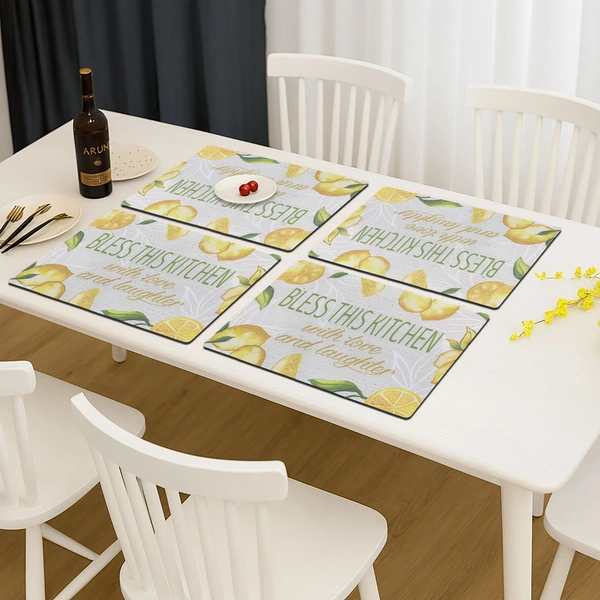 Luxe Home International LUXE HOME INTERNATIONAL Rectangular Pack of 4 Table Placemat (Yellow, Rubber) - 30x40 cm, Yellow