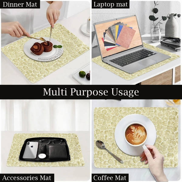 Luxe Home International LUXE HOME INTERNATIONAL Rectangular Pack of 4 Table Placemat (Gold, PVC) - 30x46 cm, Gold