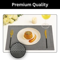 Luxe Home International LUXE HOME INTERNATIONAL Rectangular Pack of 6 Table Placemat (Black, PVC) - 30x46 cm, Black