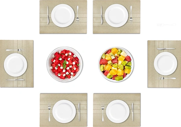 Luxe Home International LUXE HOME INTERNATIONAL Rectangular Pack of 6 Table Placemat (Gold, PVC) - 30x46 cm, Gold