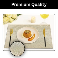 Luxe Home International LUXE HOME INTERNATIONAL Rectangular Pack of 6 Table Placemat (Gold, PVC) - 30x46 cm, Gold