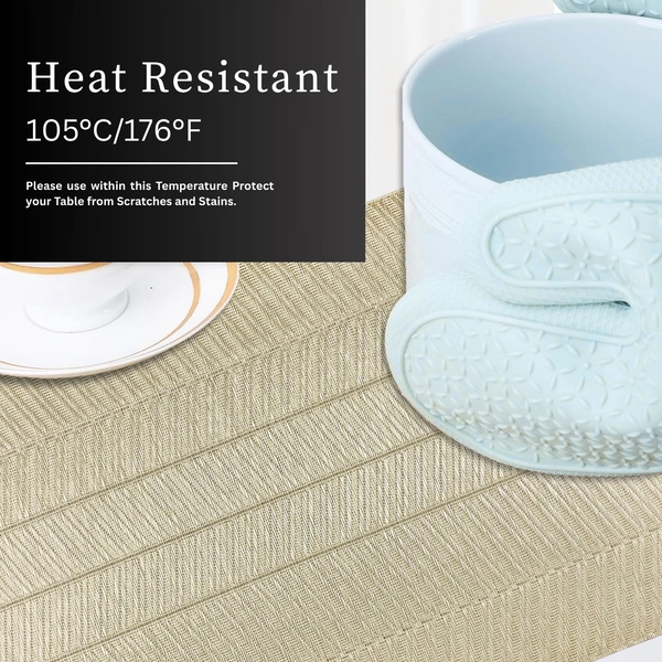 Luxe Home International LUXE HOME INTERNATIONAL Rectangular Pack of 6 Table Placemat (Gold, PVC) - 30x46 cm, Gold