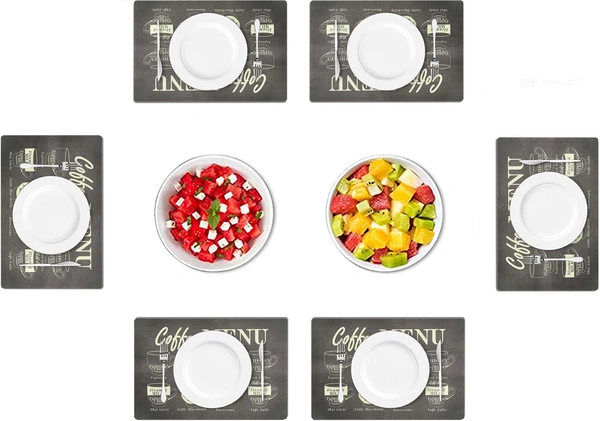 Luxe Home International LUXE HOME INTERNATIONAL Rectangular Pack of 6 Table Placemat (Brown, Rubber) - 30x40 cm, Brown