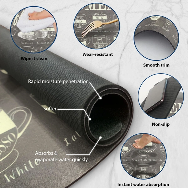 Luxe Home International LUXE HOME INTERNATIONAL Rectangular Pack of 6 Table Placemat (Brown, Rubber) - 30x40 cm, Brown