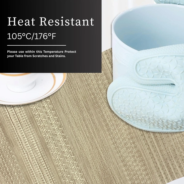 Luxe Home International LUXE HOME INTERNATIONAL Rectangular Pack of 6 Table Placemat (Gold, PVC) - 30x46 cm, Gold