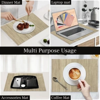 Luxe Home International LUXE HOME INTERNATIONAL Rectangular Pack of 6 Table Placemat (Gold, PVC) - 30x46 cm, Gold