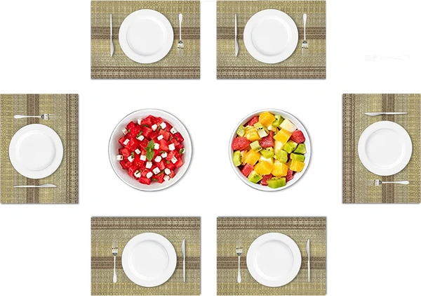 Luxe Home International LUXE HOME INTERNATIONAL Rectangular Pack of 6 Table Placemat (Brown, PVC) - 30x46 cm, Brown