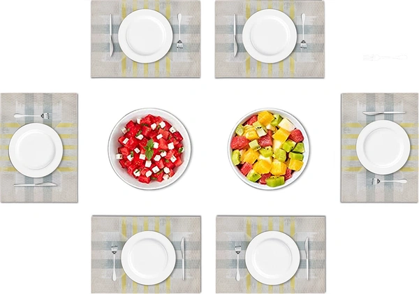Luxe Home International LUXE HOME INTERNATIONAL Rectangular Pack of 6 Table Placemat (White, PVC) - 30x46 cm, White