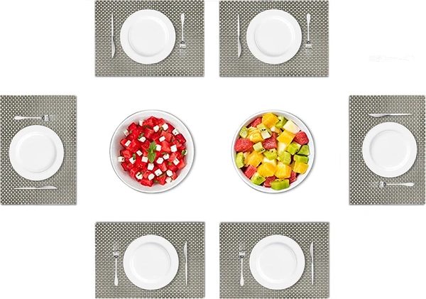 Luxe Home International LUXE HOME INTERNATIONAL Rectangular Pack of 6 Table Placemat (Black, PVC) - 30x46 cm, Black