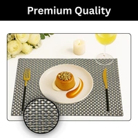 Luxe Home International LUXE HOME INTERNATIONAL Rectangular Pack of 6 Table Placemat (Black, PVC) - 30x46 cm, Black