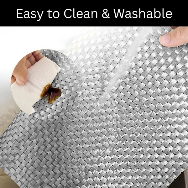 Luxe Home International LUXE HOME INTERNATIONAL Rectangular Pack of 6 Table Placemat (Silver, PVC) - 30x46 cm, Silver