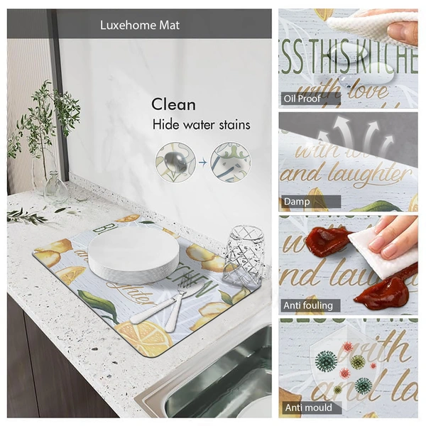 Luxe Home International LUXE HOME INTERNATIONAL Rectangular Pack of 6 Table Placemat (Yellow, Rubber) - 30x40 cm, Yellow