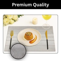 Luxe Home International LUXE HOME INTERNATIONAL Rectangular Pack of 6 Table Placemat (Silver, PVC) - 30x46 cm, Silver