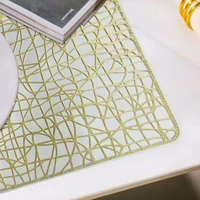 Luxe Home International LUXE HOME INTERNATIONAL Rectangular Pack of 6 Table Placemat (Gold, PVC) - 30x46 cm, Gold