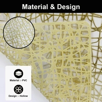 Luxe Home International LUXE HOME INTERNATIONAL Rectangular Pack of 6 Table Placemat (Gold, PVC) - 30x46 cm, Gold