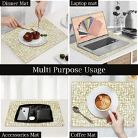 Luxe Home International LUXE HOME INTERNATIONAL Rectangular Pack of 6 Table Placemat (Gold, PVC) - 30x46 cm, Gold