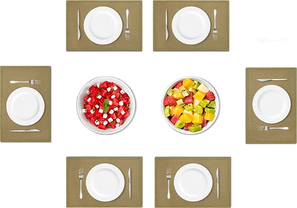 Luxe Home International LUXE HOME INTERNATIONAL Rectangular Pack of 6 Table Placemat (Yellow, Polyester) - 30x46 cm, Yellow