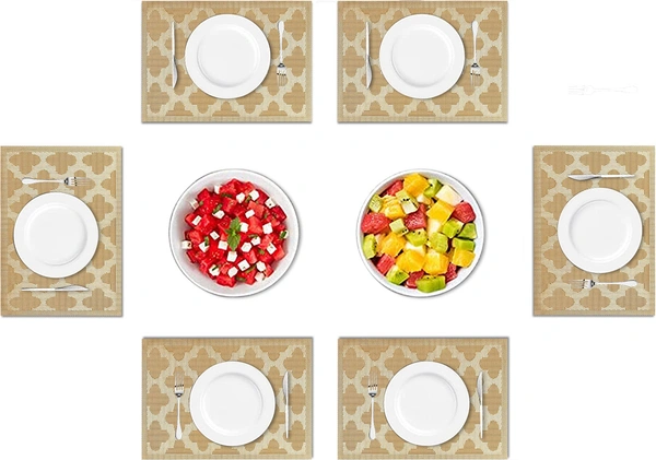 Luxe Home International LUXE HOME INTERNATIONAL Rectangular Pack of 6 Table Placemat (Gold, PVC) - 30x46 cm, Gold