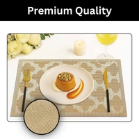 Luxe Home International LUXE HOME INTERNATIONAL Rectangular Pack of 6 Table Placemat (Gold, PVC) - 30x46 cm, Gold