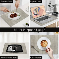 Luxe Home International LUXE HOME INTERNATIONAL Rectangular Pack of 6 Table Placemat (Silver, PVC) - 30x46 cm, Silver