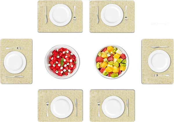 Luxe Home International LUXE HOME INTERNATIONAL Rectangular Pack of 6 Table Placemat (Gold, PVC) - 30x46 cm, Gold