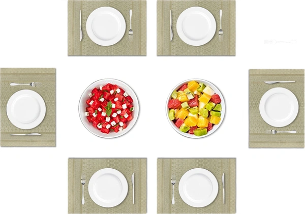 Luxe Home International LUXE HOME INTERNATIONAL Rectangular Pack of 6 Table Placemat (Gold, PVC) - 30x46 cm, Gold