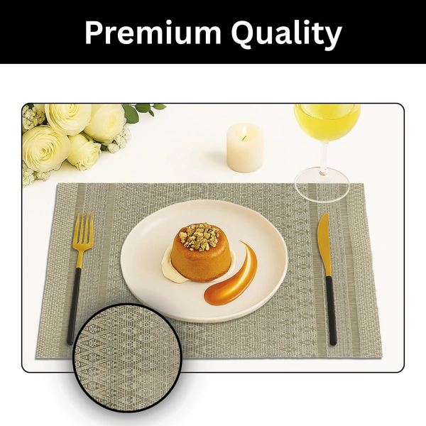 Luxe Home International LUXE HOME INTERNATIONAL Rectangular Pack of 6 Table Placemat (Gold, PVC) - 30x46 cm, Gold