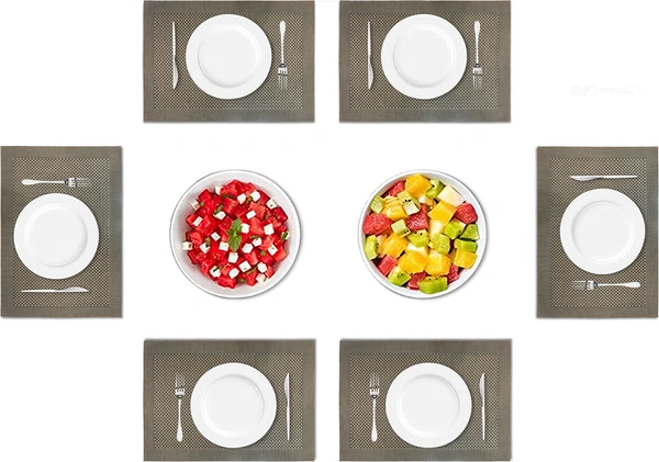 Luxe Home International LUXE HOME INTERNATIONAL Rectangular Pack of 6 Table Placemat (Brown, PVC) - 30x46 cm, Brown