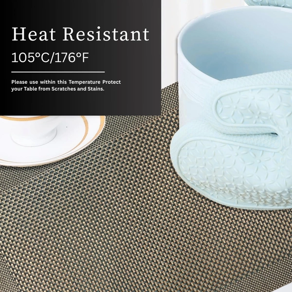 Luxe Home International LUXE HOME INTERNATIONAL Rectangular Pack of 6 Table Placemat (Brown, PVC) - 30x46 cm, Brown