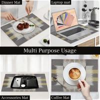 Luxe Home International LUXE HOME INTERNATIONAL Rectangular Pack of 6 Table Placemat (Black, PVC) - 30x46 cm, Black