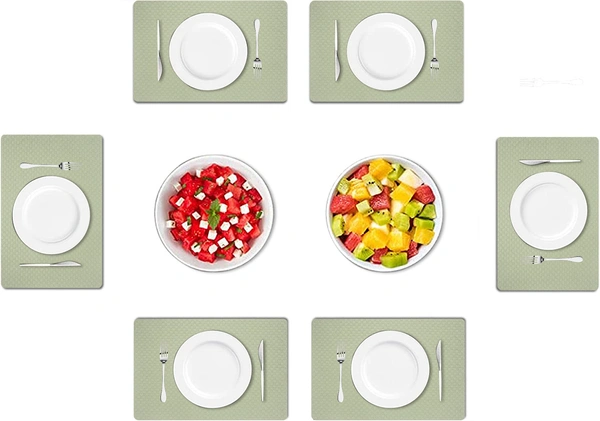 Luxe Home International LUXE HOME INTERNATIONAL Rectangular Pack of 6 Table Placemat (Green, PVC) - 30x46 cm, Green