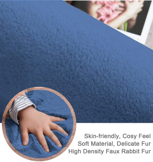 Luxe Home International LUXE HOME INTERNATIONAL Ruffle Ultra Soft Rabbit Fur Area Rectangular Rugs Anti-Skid Washable Carpet For Kitchen,Bedroom,Living-Room,Prayer Room,Office,Hotels,Halls(Piece Of 1,Blue,6' X 9') - 6X9, Blue